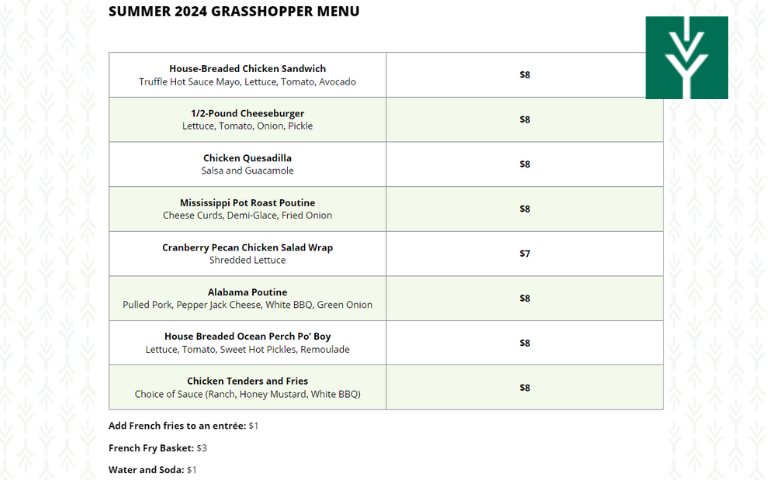 Ivy Tech Grasshopper Food Truck 2024 Summer Limited Menu